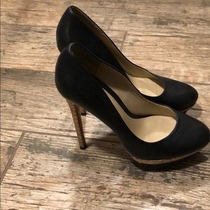 Brian Atwood Black Leather Platform Stilettos Sz8